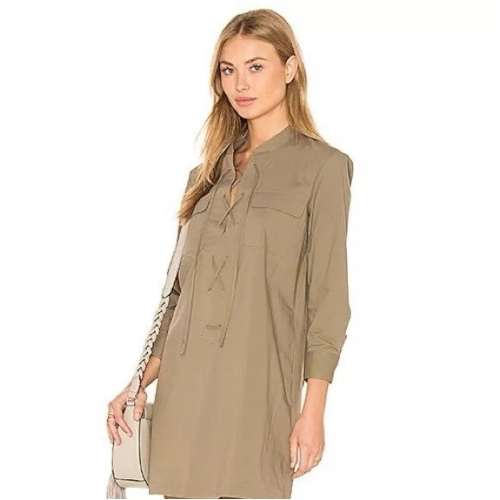 Theory Jullitah Poplin Shirt Dress Lace Up Size 2.